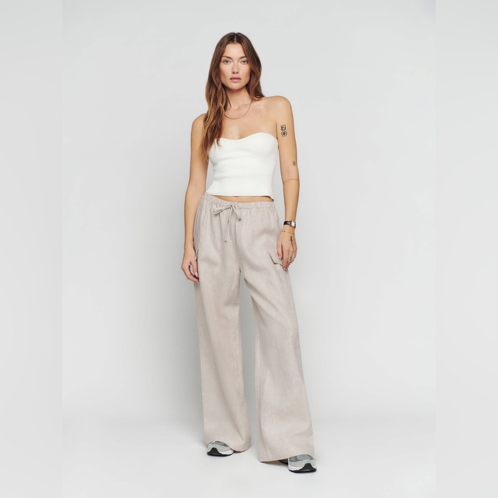 Reformation Ethan linen pants in oatmeal small petite